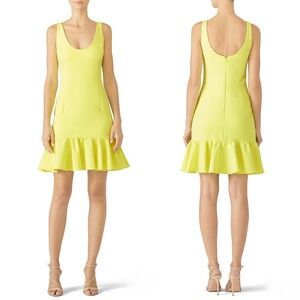 MILLY | Ruffled Hem Geneva Mini Dress in Neon Yellow | Size 6